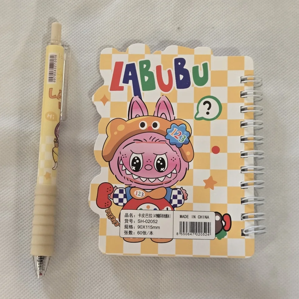 🍒🍒 Labubu Notebook & Pen Set - Yellow